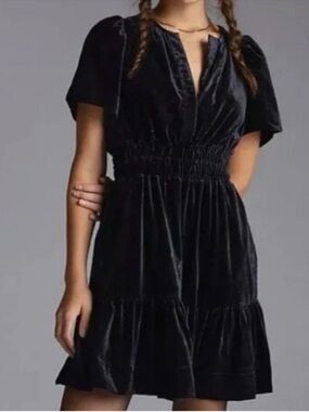 knee length dresses for ladies Careem Bow Velvet Babydoll Mini Dress – VICI main image 1